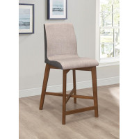 Coaster Furniture 106599 Upholstered Counter Height Stools Light Grey and Natural Walnut (Set of 2)